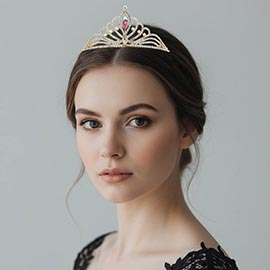 Marquise Stone Center Rhinestone Pave Princess Tiara