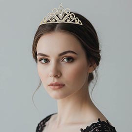 Marquise Stone Center Rhinestone Pave Princess Tiara