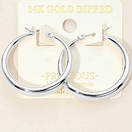 14K Gold Dipped Hypoallergenic Pin Catch Hoop Earrings