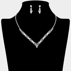 Marquise Stone Cluster Rhinestone Paved V Shape Necklace