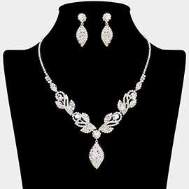 Rhinestone Paved Marquise Drop Necklace