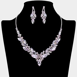 Marquise Stone Cluster Embellished Necklace