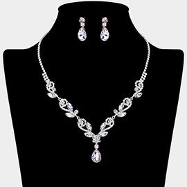 Teardrop Marquise Stone Cluster Rhinestone Paved Necklace