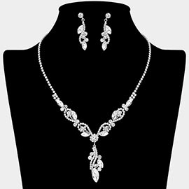 Marquise Stone Cluster Rhinestone Paved Necklace