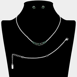 Classic Round Stone Link Rhinestone Paved Necklace