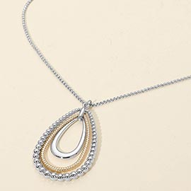 Metal Bubble Layered Teardrop Pendant Long Necklace