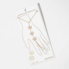 Gold Dipped Butterfly Charm Link Hand Chain Magnetic Bracelet