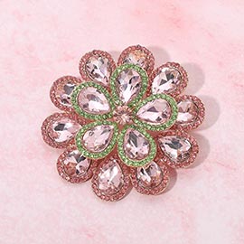 Glass Stone Flower Pin Brooch