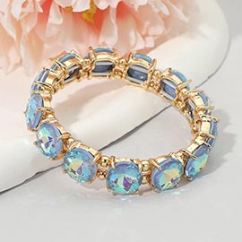 Round Stone Cluster Beaded Stretch Evening Bracelet