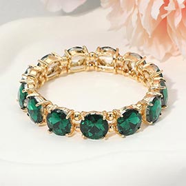 Round Stone Cluster Beaded Stretch Evening Bracelet