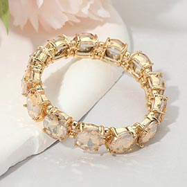 Round Stone Cluster Beaded Stretch Evening Bracelet