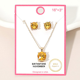 NOVEMBER - Gold Dipped Birthstone Pendant Necklace