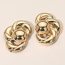 Chunky Metal Twisted Knot Statement Earrings
