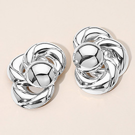 Chunky Metal Twisted Knot Statement Earrings
