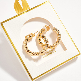 18K Gold Filled Chunky Twisted Hoop Earrings