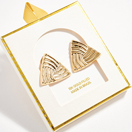 18K Gold Filled Textured Triangle Earrings