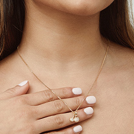18K Gold Filled CZ Stone Paved Cherry Pendant Necklace