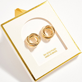 18K Gold Filled Interlocking Circle Stud Earrings