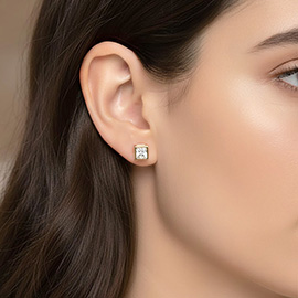 18K Gold Filled Mini CZ Cube Stud Earrings