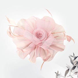 Feather Mesh Flower Fascinator / Headband