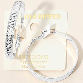 14K Gold Dipped Hypoallergenic Textured Hoop Earrings