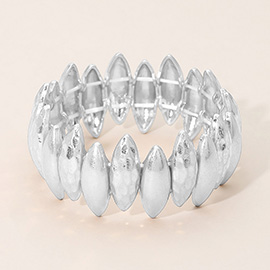 Bold Hammered Metal Marquise Beaded Stretch Bracelet