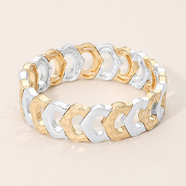 Hammered Metal Link Stretch Statement Bracelet