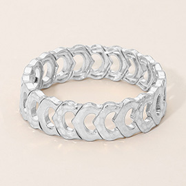 Hammered Metal Link Stretch Statement Bracelet