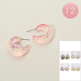 12Pairs - Chunky Resin Hoop Earrings