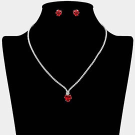 CZ Heart Stone Cluster Pendant Accent RHinestone Pave Necklace
