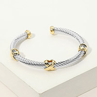 Crisscross Accent Twisted Cable Cuff Bracelet