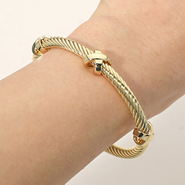 Crisscross Accent Twisted Cable Cuff Bracelet