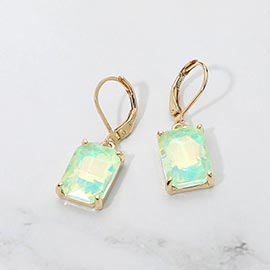 Rectangular Glass Stone Drop Dangle Earrings