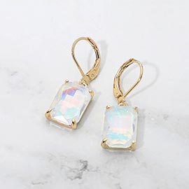 Rectangular Glass Stone Drop Dangle Earrings