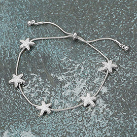 Textured Metal Starfish Station Cinch Pull Tie Bracelet