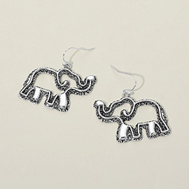 Antique Metal Open Elephant Drop Earrings