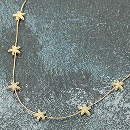Textured Metal Starfish Charm Station Necklace