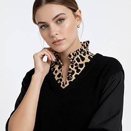 Leopard Print Detachable Shirt Collar