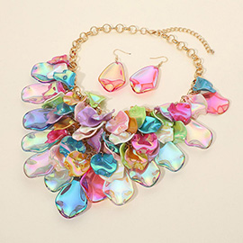 Bold Abstract Resin Charm Embellished Statement Necklace