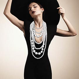 Graduated Pearl Beaded Multi Layered Statement Necklace