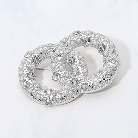 Flower Star Stone Embellished Interlocking Pin Brooch