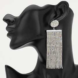 Rhinestone Fringe Drop Statement Evening Earrings