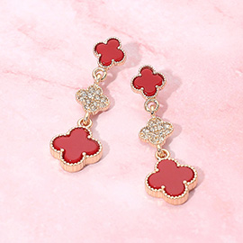 Triple Quatrefoil Drop Earrings