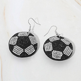 Bling Studded Felt Back Soccer Ball Drop Earrings