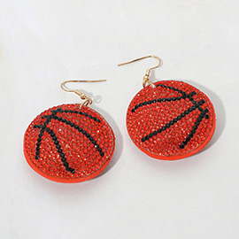 Bling Studded Felt Back Basketball Drop Earrings