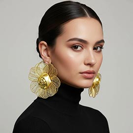 Oversized Layered Flower Statement Earrings