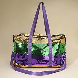 Mardi Gras Sequin Shoulder Duffle Bag
