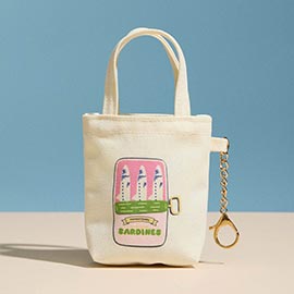Sardine Graphic Print Keychain Mini Tote Bag