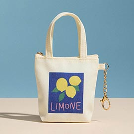 Limone Graphic Printed Keychain Mini Tote Bag