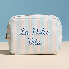 LA DOLCE VITA Striped Print Portable Cosmetic Pouch Bag
